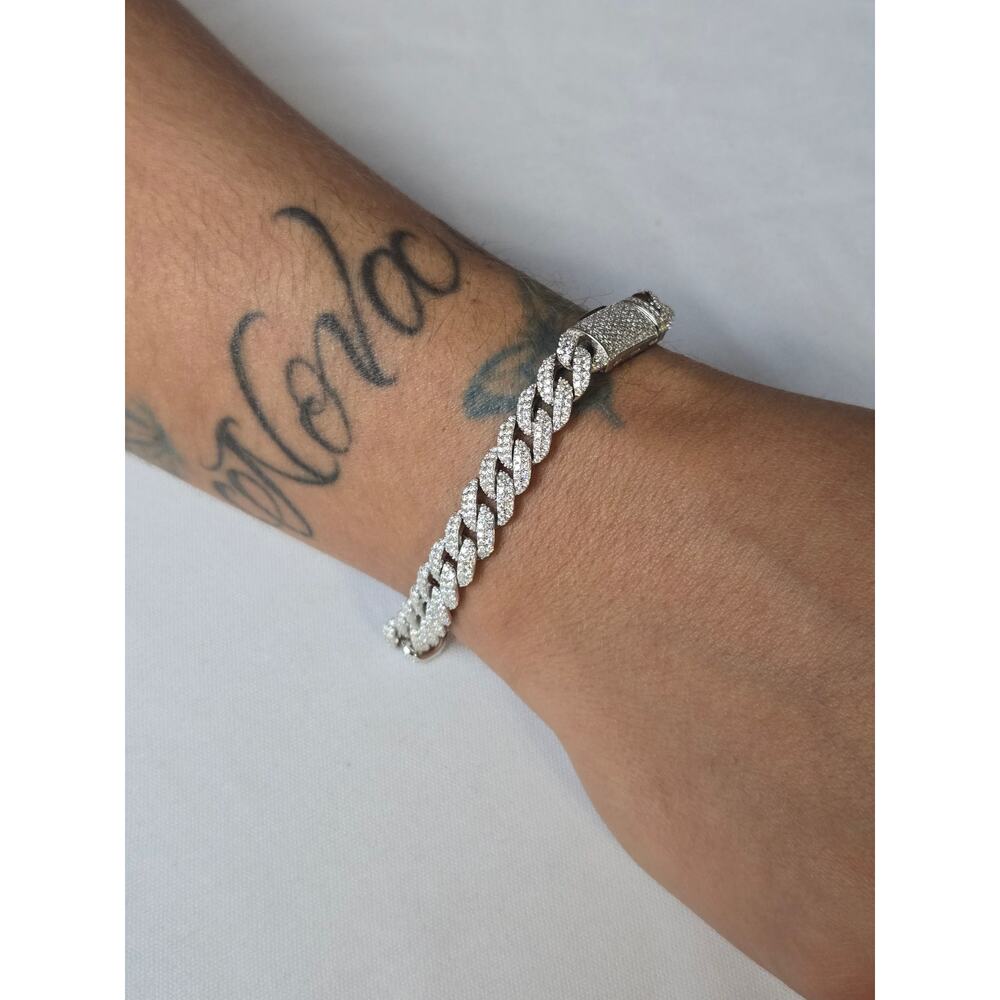 Moissanite Miami Cuban Bracelet 925 Sterling Silver 7 inch 8mm